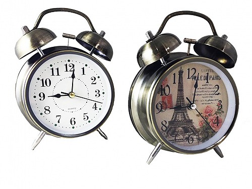 Metal Alarm Vitage Alarm Clock With Light Double Bell In 2 Patterns 15x12cm, 668