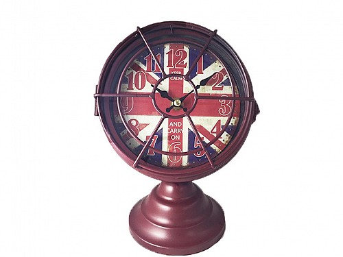 Nautical Metal Ship Light Shaped Clock With British Flag Background, 14B607-1
