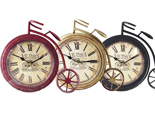 Vintage Rustic Decorative Metallic Clock in Bicycle Style Antique in 3 colors, 15ATC313