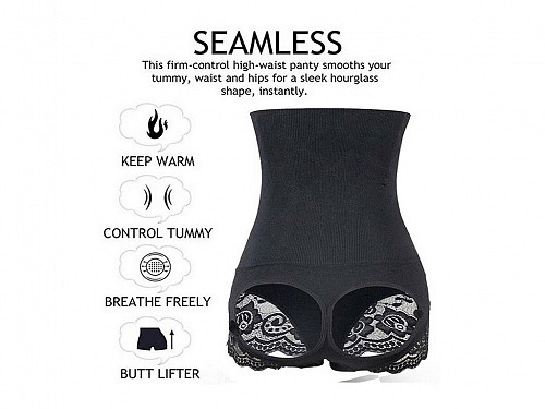 Sexy Corset Slimming Underwear with lace in Black color, Sexy Thong Panty