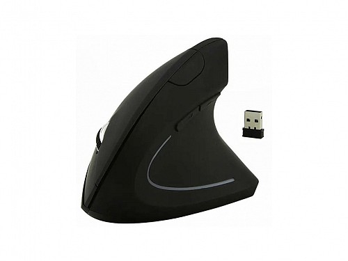Wireless ergonomic mouse, vertical, in black, 12.3x6.2x7.5 cm